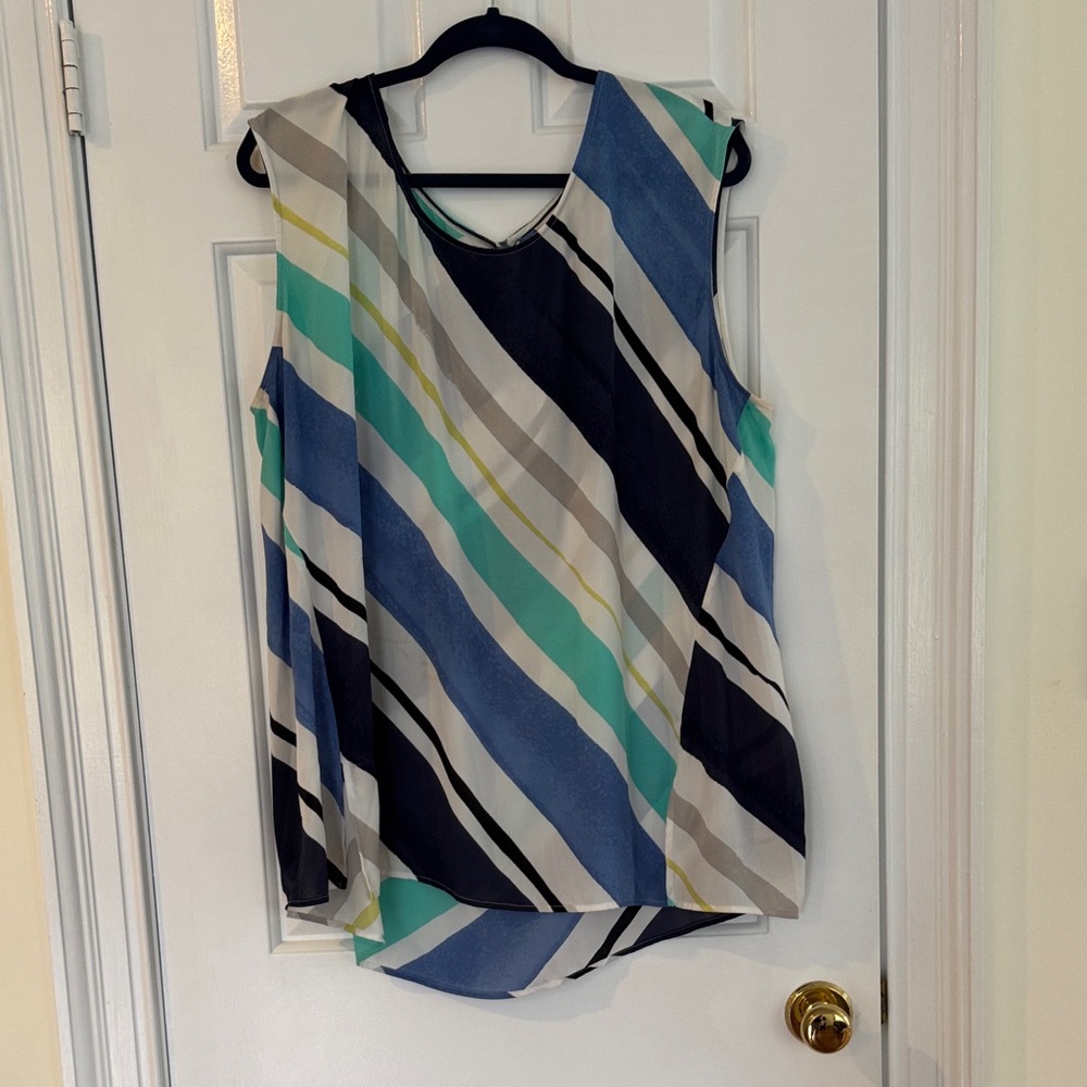 Sejour Multicolor Striped Sleeveless Blouse